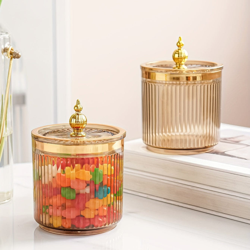 Planet Gates 1pc Tower Bead Decor Transparent Color, Amber Color, Lime Sketch Golden Halloween Candy Jar Sealed Jar, Halloween Snack Candy Storage Jar Wedding Birthday Graduation Party Festival Candy Jar, Luxury Candy Jar Candy Box