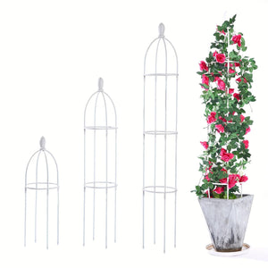 Planet Gates 1pc Tower Obelisk Garden Trellis Plant Support For Climbing Vines And Flowers Stands, White Lightweight Plant Tower, 109.22/143.0cm Tall