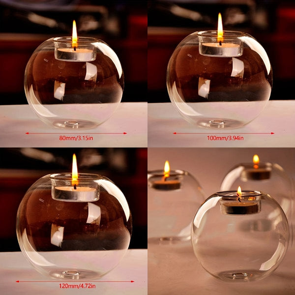 Planet Gates 1pc Transparent Glass Candle Holder, European Glass Round Candle Holder, Home Decoration Ornament, Glass Crafts, Round Votive Candle Holders Bulk Transparent Crystal Glass Tealight Candlestick For Wedding Party Office Decor