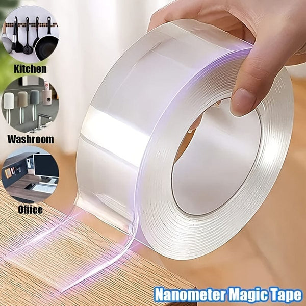 Planet Gates 1pc, Transparent Nano Tape Washable Reusable Double-Sided Tape Adhesive Nano Traceless Sticker Removable Universal Disks Glue