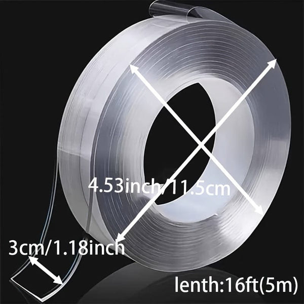 Planet Gates 1pc, Transparent Nano Tape Washable Reusable Double-Sided Tape Adhesive Nano Traceless Sticker Removable Universal Disks Glue