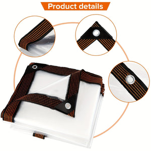 Planet Gates 1pc Transparent Tarp With Reinforced Gommets, Waterproof Tarpaulin Cover Enclosure For Greenhouse Balcony Garden Patio Porch Canopy Camping Outdoor Tent Cover