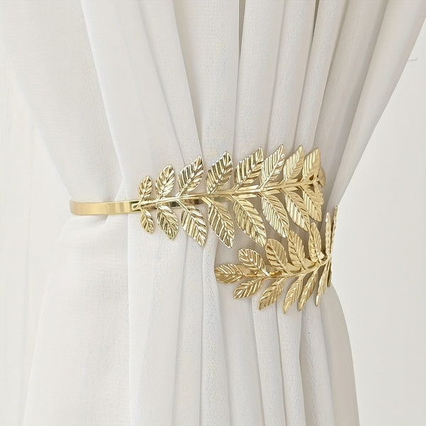 Planet Gates 1pc Tree Leaf Pattern Golden Silvery Curtain Tieback Curtain Holdback Window Clip For Bedroom Living Room Home Decor