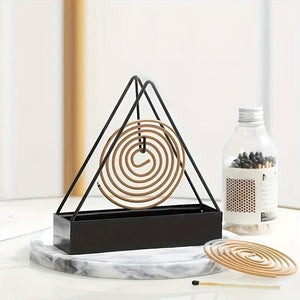 Planet Gates 1pc Triangular Mosquito Coil Holder, Minimalist Home Decor, Creative Triangular Iron Mosquito Coil Holder, Fireproof Sandalwood Ashtray For Home Office Hotel Use