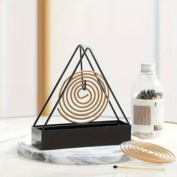Planet Gates 1pc Triangular Mosquito Coil Holder, Minimalist Home Decor, Creative Triangular Iron Mosquito Coil Holder, Fireproof Sandalwood Ashtray For Home Office Hotel Use