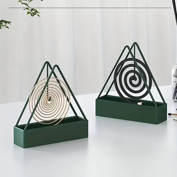 Planet Gates 1pc Triangular Mosquito Coil Holder, Minimalist Home Decor, Creative Triangular Iron Mosquito Coil Holder, Fireproof Sandalwood Ashtray For Home Office Hotel Use