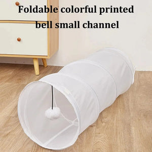 Planet Gates 1PC Two-way Retractable Cat Tunnel Toy Cat Interactive Self Hi Ring Paper Foldable Bell Single Layer ( Random Color)