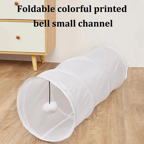 Planet Gates 1PC Two-way Retractable Cat Tunnel Toy Cat Interactive Self Hi Ring Paper Foldable Bell Single Layer ( Random Color)