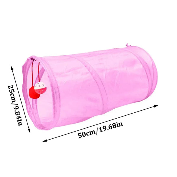 Planet Gates 1PC Two-way Retractable Cat Tunnel Toy Cat Interactive Self Hi Ring Paper Foldable Bell Single Layer ( Random Color)