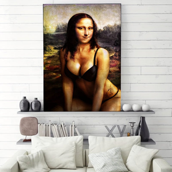 Planet Gates 1pc Unframed Canvas Poster, Modern Art, Funny Mona Lisa Poster, Ideal Gift For Bedroom Living Room Corridor, Wall Art, Wall Decor, Winter Decor, Room Decoration