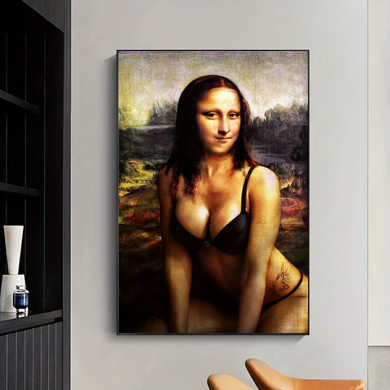 Planet Gates 1pc Unframed Canvas Poster, Modern Art, Funny Mona Lisa Poster, Ideal Gift For Bedroom Living Room Corridor, Wall Art, Wall Decor, Winter Decor, Room Decoration