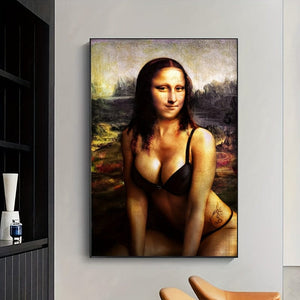 Planet Gates 1pc Unframed Canvas Poster, Modern Art, Funny Mona Lisa Poster, Ideal Gift For Bedroom Living Room Corridor, Wall Art, Wall Decor, Winter Decor, Room Decoration