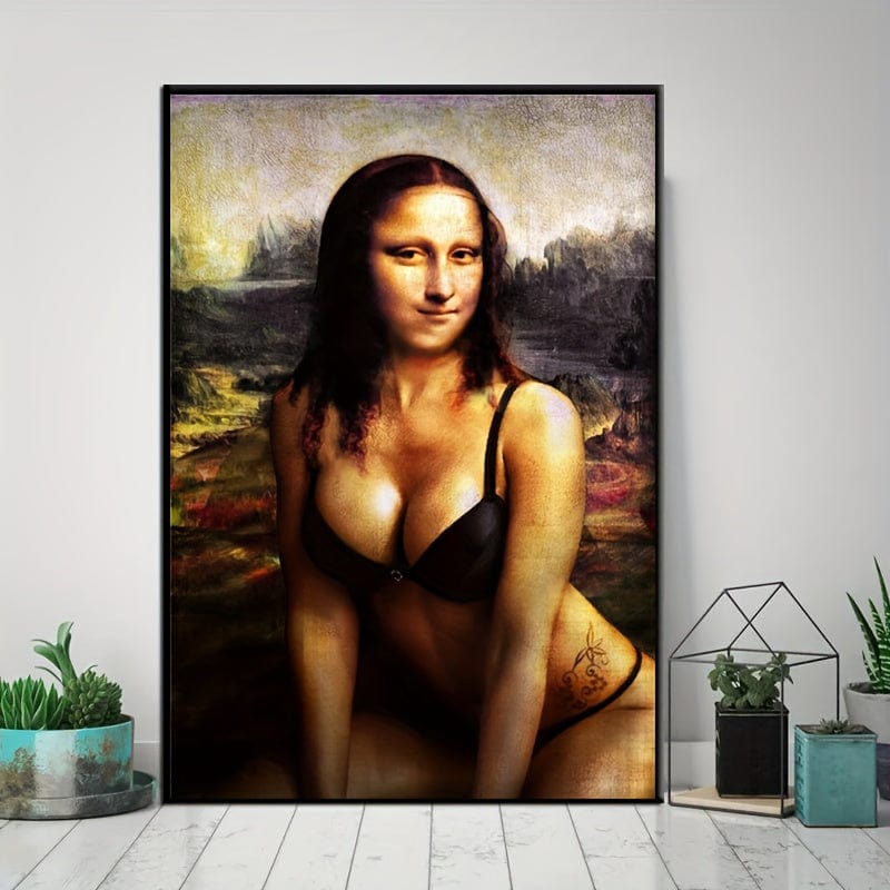 Planet Gates 1pc Unframed Canvas Poster, Modern Art, Funny Mona Lisa Poster, Ideal Gift For Bedroom Living Room Corridor, Wall Art, Wall Decor, Winter Decor, Room Decoration