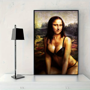 Planet Gates 1pc Unframed Canvas Poster, Modern Art, Funny Mona Lisa Poster, Ideal Gift For Bedroom Living Room Corridor, Wall Art, Wall Decor, Winter Decor, Room Decoration