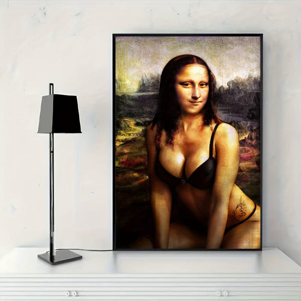 Planet Gates 1pc Unframed Canvas Poster, Modern Art, Funny Mona Lisa Poster, Ideal Gift For Bedroom Living Room Corridor, Wall Art, Wall Decor, Winter Decor, Room Decoration