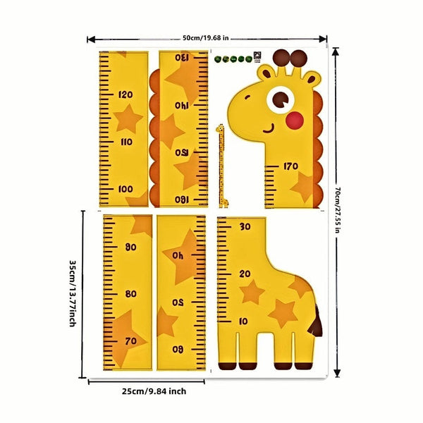 Planet Gates 1pc Unicorn Giraffe Dinosaur Height Wall Sticker - Creative Cartoon Measuring Height Sticker For Room And Home Decor - Self-Adhesive And Removable