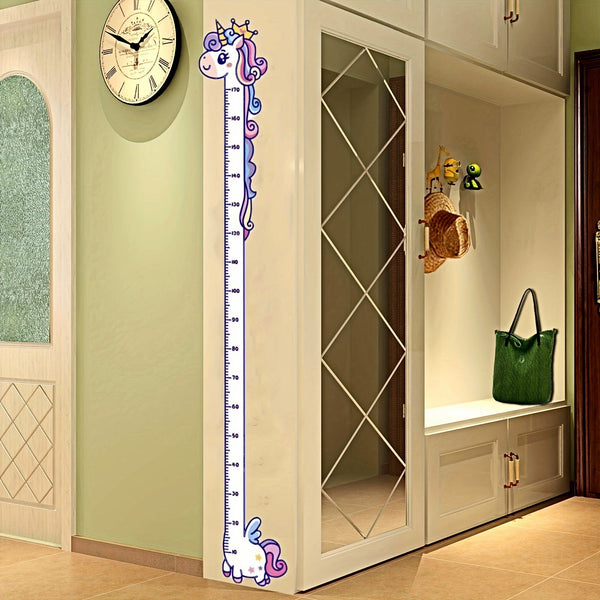 Planet Gates 1pc Unicorn Giraffe Dinosaur Height Wall Sticker - Creative Cartoon Measuring Height Sticker For Room And Home Decor - Self-Adhesive And Removable