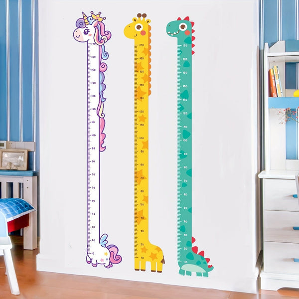 Planet Gates 1pc Unicorn Giraffe Dinosaur Height Wall Sticker - Creative Cartoon Measuring Height Sticker For Room And Home Decor - Self-Adhesive And Removable