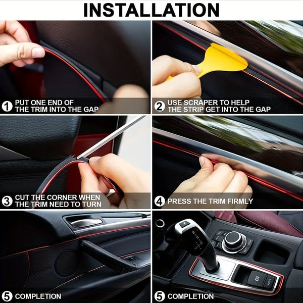 Planet Gates 1pc Universal Car Mold Decoration Flexible Strip 16ft/ 5m PVC With Interior Car Decoration Strip Dashboard Door Car Styling