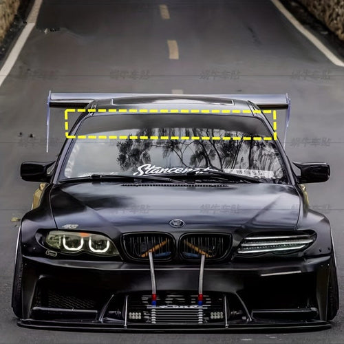 Planet Gates 1pc Universal Front And Rear Windshields With Black Sun Blocking Car Stickers, Sun Blocking And Harsh Wind Blocking Stickers, Car Stickers