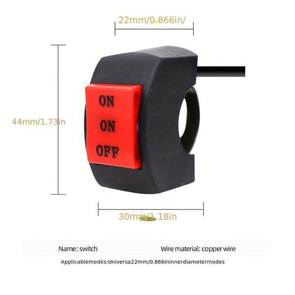 Planet Gates 1pc Universal Motorcycle Handlebar Switch 2.54cm2.54 / 2.54cm2 On/Off Button Connector For Scooter Motocross ATV 12V Headlight Switch Motorcycle Accessories