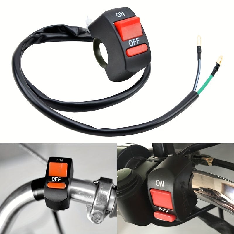 Planet Gates 1pc Universal Motorcycle Handlebar Switch 2.54cm2.54 / 2.54cm2 On/Off Button Connector For Scooter Motocross ATV 12V Headlight Switch Motorcycle Accessories