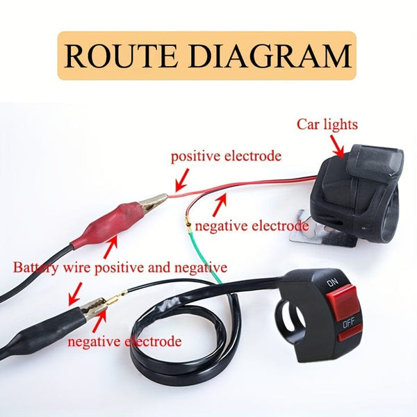 Planet Gates 1pc Universal Motorcycle Handlebar Switch 2.54cm2.54 / 2.54cm2 On/Off Button Connector For Scooter Motocross ATV 12V Headlight Switch Motorcycle Accessories