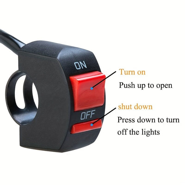 Planet Gates 1pc Universal Motorcycle Handlebar Switch 2.54cm2.54 / 2.54cm2 On/Off Button Connector For Scooter Motocross ATV 12V Headlight Switch Motorcycle Accessories
