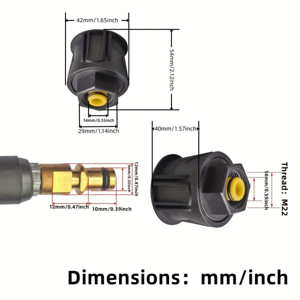 Planet Gates 1pc Upgrade Your Pressure Washer with 1pc High Pressure Quick-Fitting Adapter - Compatible with K2-K7 Series Hoses & M22 14mm Female Fitting
