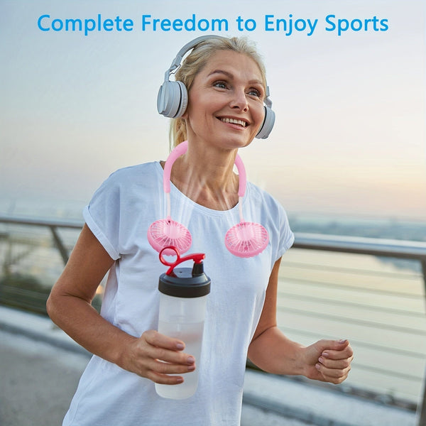 Planet Gates 1pc USB Rechargeable Portable Neck Fan - Hands-Free Personal Wear Fan with 360° Adjustable 3-Speed Settings for Travel, Office, Home, and Outdoor Use