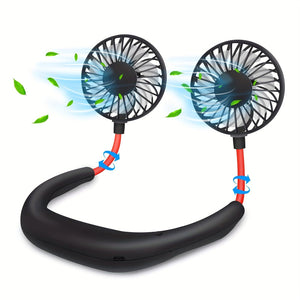 Planet Gates 1pc USB Rechargeable Portable Neck Fan - Hands-Free Personal Wear Fan with 360° Adjustable 3-Speed Settings for Travel, Office, Home, and Outdoor Use