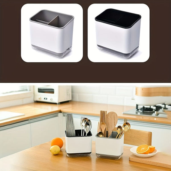 Planet Gates 1pc Utensil Holder, Cutlery Drainer Sink Caddy, Chopsticks Holder Spoon Chopsticks Fork Drain Rack, Basket Storage Holder Organizer, Compartment Box, Kitchen Storage Items
