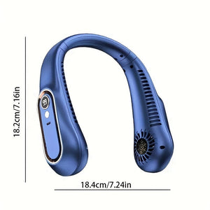 Planet Gates 1pc Vaneless Hanging Neck Fan, Portable USB Cooler Fan With 5 Speeds And Digital Display - Super Strong Technology And Bladeless Design For Outdoor Use