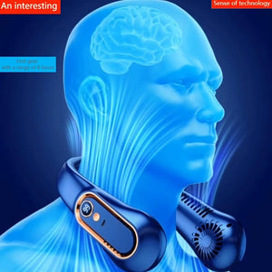 Planet Gates 1pc Vaneless Hanging Neck Fan, Portable USB Cooler Fan With 5 Speeds And Digital Display - Super Strong Technology And Bladeless Design For Outdoor Use