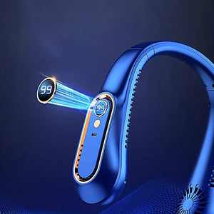 Planet Gates 1pc Vaneless Hanging Neck Fan, Portable USB Cooler Fan With 5 Speeds And Digital Display - Super Strong Technology And Bladeless Design For Outdoor Use