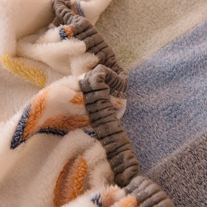 Planet Gates 1pc Velvet Thick Fitted Sheet, Love Rainbow Striped Print Soft Comfortable Warm Autumn And Winter Bedding Mattress Protector, For Bedroom Guest Room Dorm Apartment, With Deep Pocket, Fitted Bed Sheet Only