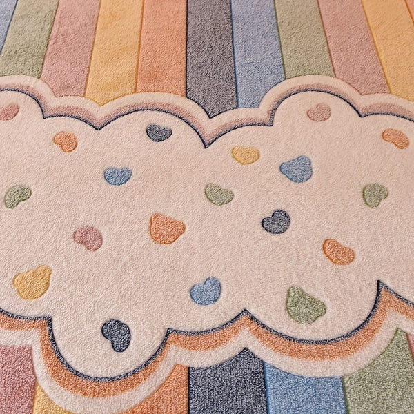 Planet Gates 1pc Velvet Thick Fitted Sheet, Love Rainbow Striped Print Soft Comfortable Warm Autumn And Winter Bedding Mattress Protector, For Bedroom Guest Room Dorm Apartment, With Deep Pocket, Fitted Bed Sheet Only