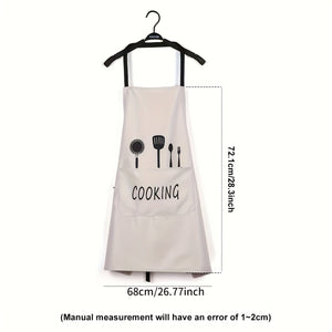 Planet Gates 1pc Waterproof And Oil-proof Apron With Pockets - Hand Wipeable Apron For Women And Men - 27.5in X 26.8in - Stay Clean And Protected While Cooking