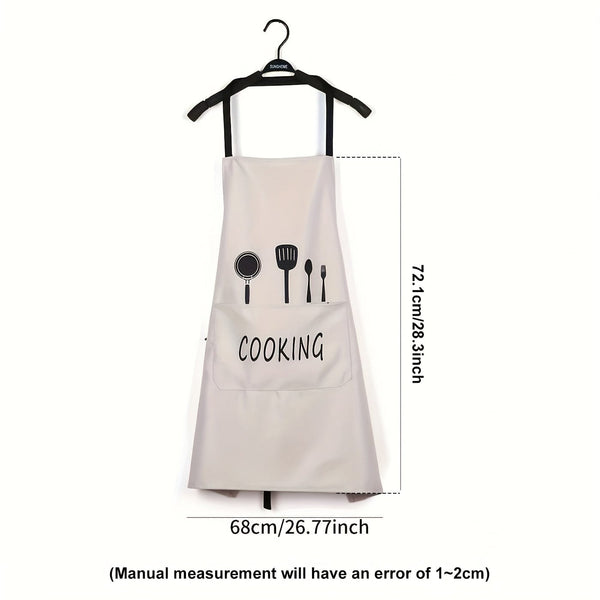 Planet Gates 1pc Waterproof And Oil-proof Apron With Pockets - Hand Wipeable Apron For Women And Men - 27.5in X 26.8in - Stay Clean And Protected While Cooking