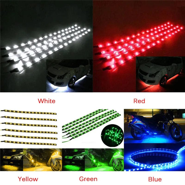 Planet Gates 1PC Waterproof DC 12V Motor LED Strip SMD Underbody Decorative strip Light For Car Motorcycle Beautiful Decorative Soft Lights
