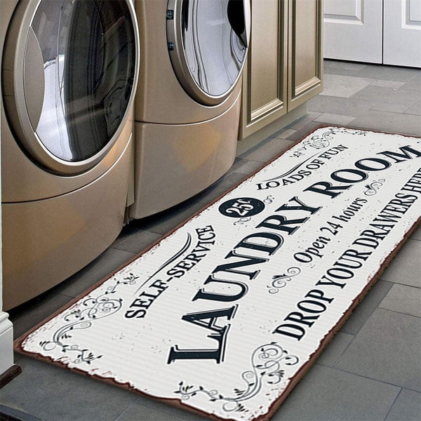 Planet Gates 1pc Waterproof Laundry Room Runner Rug - Non-Slip, Dirt-Resistant, Machine Washable, Entrance Doormat, Kitchen, Living Room, Laundry, Bathroom - 24x71in