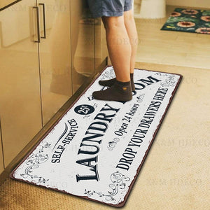 Planet Gates 1pc Waterproof Laundry Room Runner Rug - Non-Slip, Dirt-Resistant, Machine Washable, Entrance Doormat, Kitchen, Living Room, Laundry, Bathroom - 24x71in