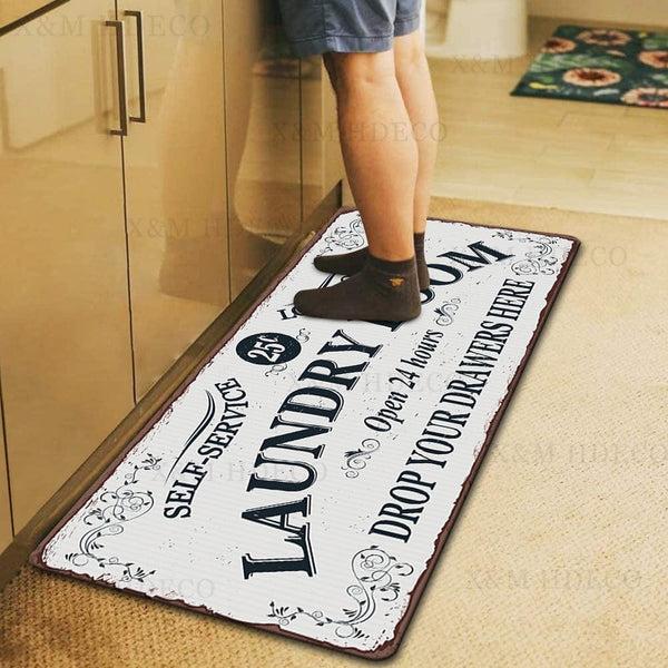 Planet Gates 1pc Waterproof Laundry Room Runner Rug - Non-Slip, Dirt-Resistant, Machine Washable, Entrance Doormat, Kitchen, Living Room, Laundry, Bathroom - 24x71in