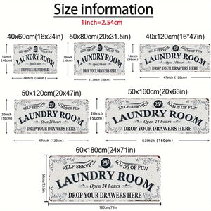 Planet Gates 1pc Waterproof Laundry Room Runner Rug - Non-Slip, Dirt-Resistant, Machine Washable, Entrance Doormat, Kitchen, Living Room, Laundry, Bathroom - 24x71in