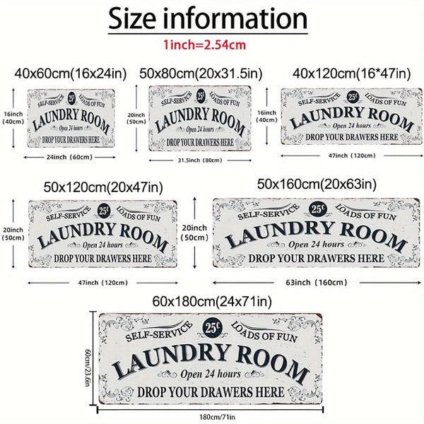 Planet Gates 1pc Waterproof Laundry Room Runner Rug - Non-Slip, Dirt-Resistant, Machine Washable, Entrance Doormat, Kitchen, Living Room, Laundry, Bathroom - 24x71in