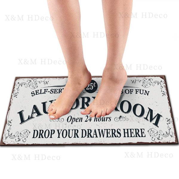 Planet Gates 1pc Waterproof Laundry Room Runner Rug - Non-Slip, Dirt-Resistant, Machine Washable, Entrance Doormat, Kitchen, Living Room, Laundry, Bathroom - 24x71in