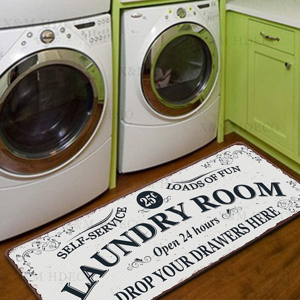 Planet Gates 1pc Waterproof Laundry Room Runner Rug - Non-Slip, Dirt-Resistant, Machine Washable, Entrance Doormat, Kitchen, Living Room, Laundry, Bathroom - 24x71in