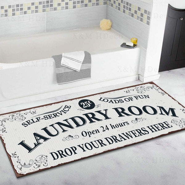 Planet Gates 1pc Waterproof Laundry Room Runner Rug - Non-Slip, Dirt-Resistant, Machine Washable, Entrance Doormat, Kitchen, Living Room, Laundry, Bathroom - 24x71in