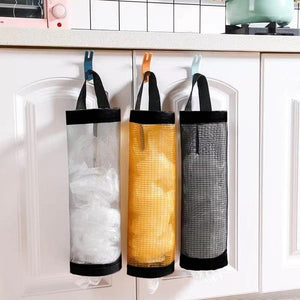 Planet Gates 1pc Waterproof Wall Mount Plastic Bag Holder for Kitchen Grocery Dispenser - Convenient and Space-Saving Mesh Storage Bag