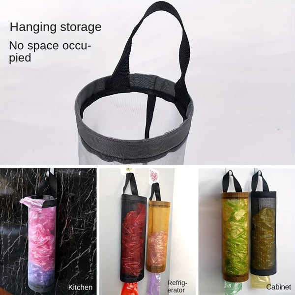 Planet Gates 1pc Waterproof Wall Mount Plastic Bag Holder for Kitchen Grocery Dispenser - Convenient and Space-Saving Mesh Storage Bag